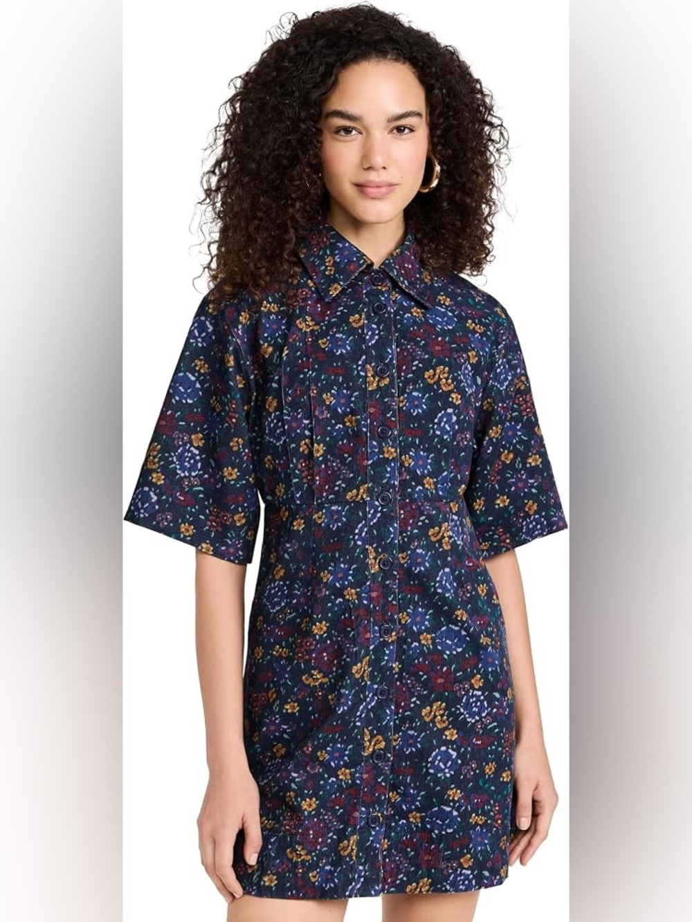 SEA NEW YORK CONSTANCE FLORAL CORDUROY MINI DESS